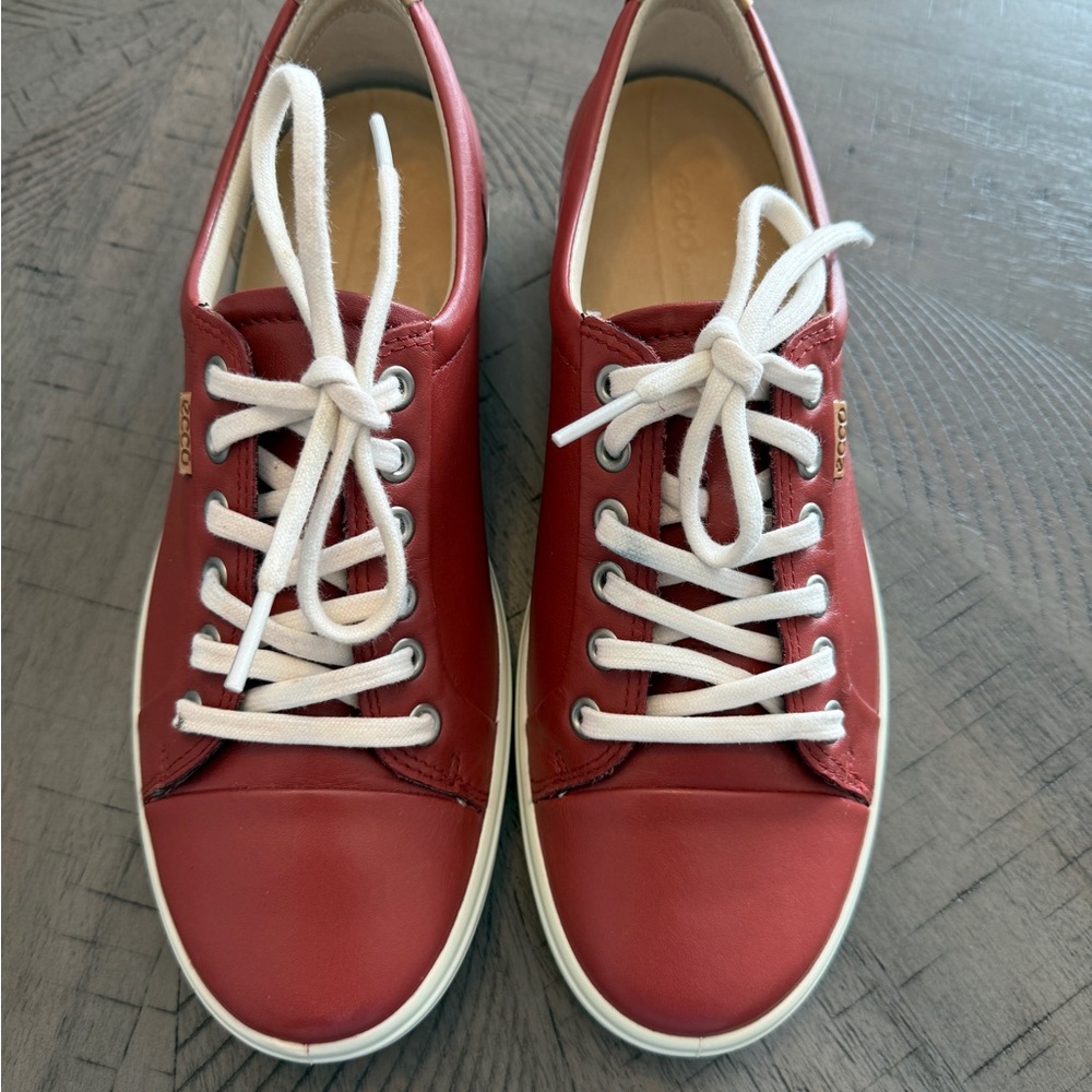 Ecco Soft 7 Walking Sneakers Shoes Red/Brown Womens Size EU 39 US 8-8.5